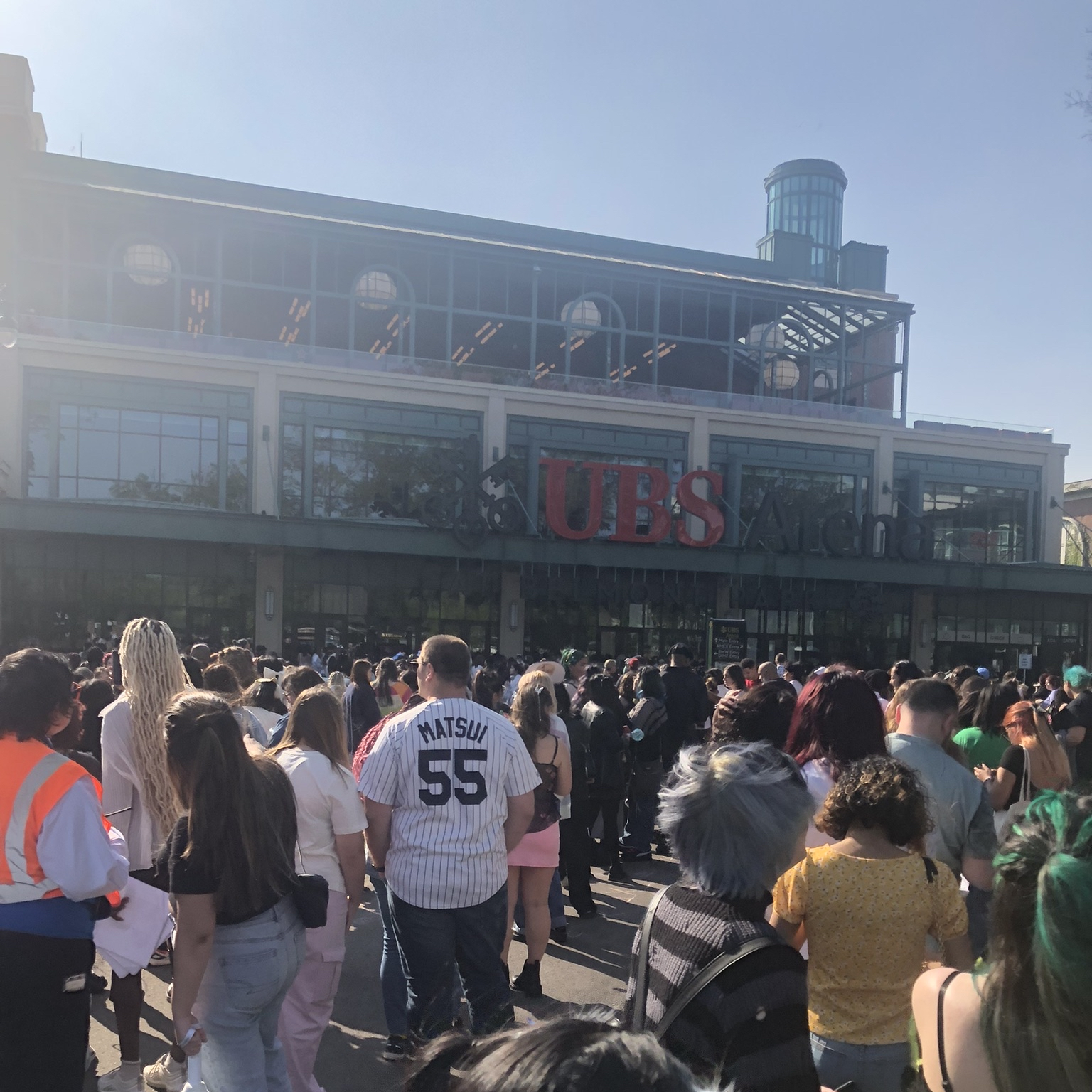 The crowd outside UBS Arena